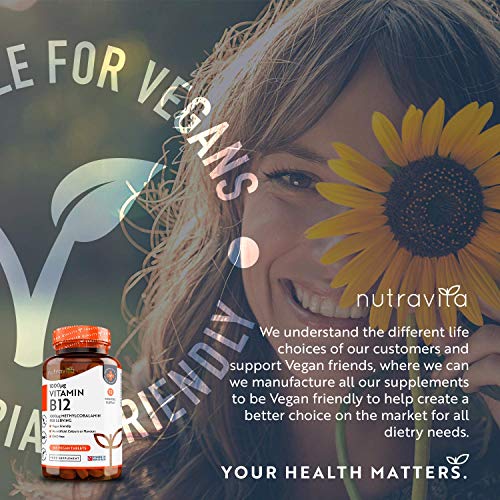 Vitamin B12 1000mcg - 365 High Strength Vegan Tablets (1 Year Supply) - Max Strength Nutravita uk supplements