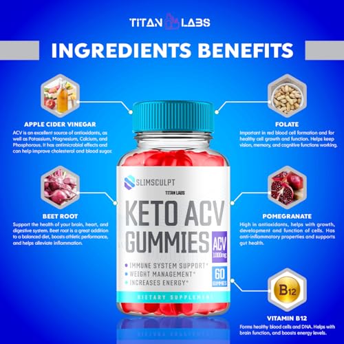 (3 Pack) Slimsculpt Keto ACV Gummies, Slim Sculpt Keto ACV Gummies Advanced Weight Loss 1000MG Titan Labs uk supplements