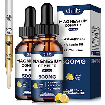 (2 Pack) Magnesium Glycinate, Citrate, Malate Liquid Drops-Triple Magnesium Complex dilib uk supplements