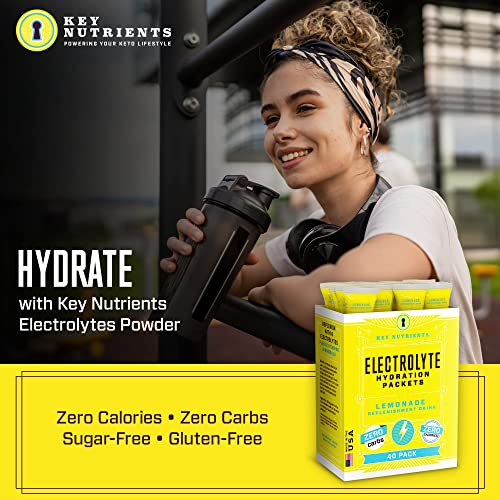KEY NUTRIENTS Multivitamin Electrolytes Powder Packets - Refreshing Lemonade 40 Pack Hydration Packets - Travel Hydration Powder - No Sugar, No Calories, Gluten Free - Made in USA KEY NUTRIENTS uk supplements