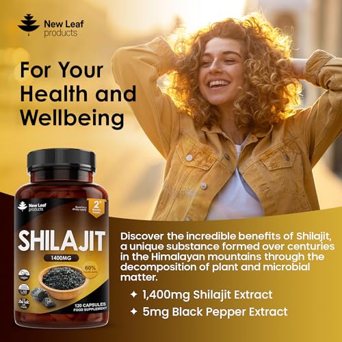 Shilajit Capsules 1400mg 60% Fulvic Acid Pure Shilajit - High Strength Himilayan Shilajit NEW LEAF PRODUCTS uk supplements
