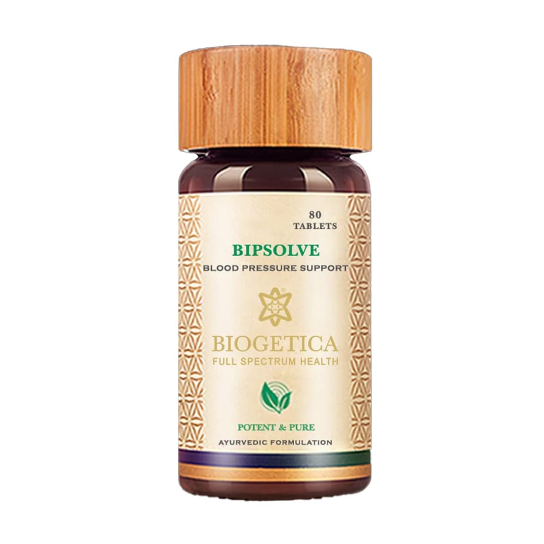 Biogetica Bipsolve Herbal Vitality Tablets with Arjuna, Sarpagandha, Amalaki and Allium Sativa Extracts - Support Cardiovascular Health - 100% Vegan - 80 Tablets Biogetica uk supplements