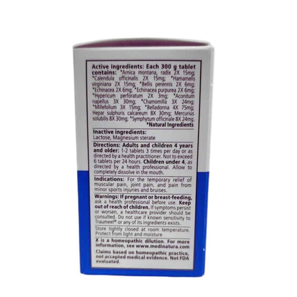 MediNatura Traumeel Homeopathic Arnica + 13 Active Ingredients for Muscle, Joint, Back, Arthritis, Injury, Exercise Related Pain & Soreness - Made in Germany - 100 Tablets MediNatura uk supplements