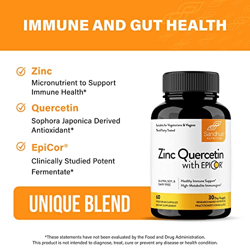 Sandhu's Zinc Quercetin with EpiCor® 60 Vegetarian Capsules - Gluten-Free Zinc Sandhu's uk supplements