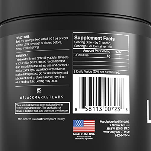 BlackMarket RAW L-Citrulline - Workout Powder Drink Mix for Men & Women, Improve Blood BlackMarket uk supplements