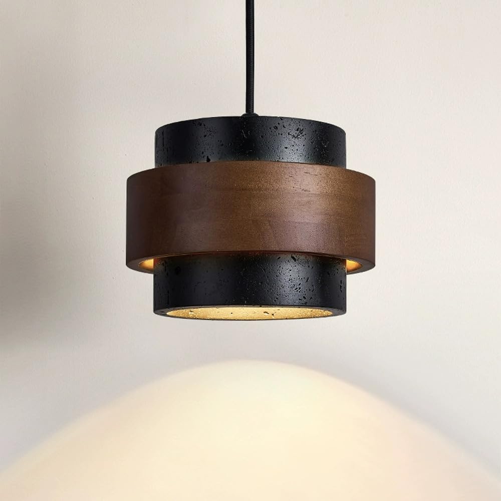 JIANGXMF Nordic Natural Travertine Pendant Light Wabi-sabi Stone Chandelier Retro Industry Hanging Ceiling Lamp for Bedroom Bedside Study Dining Table Lighting (Black) JIANGXMF uk supplements