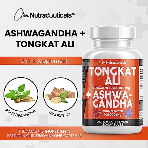 Clean Nutraceuticals Tongkat Ali 300,000mg and Ashwagandha 100,000mg Clean Nutraceuticals uk supplements