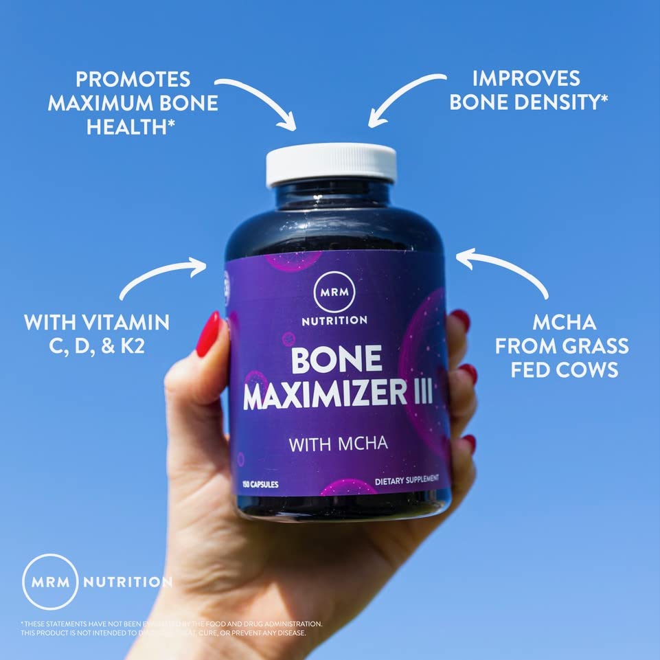 MRM Nutrition Bone Maximizer® III | with MCHA + Vitamin D3 + Vitamin K2 | Bone Health | High Potency | Key Vitamins and Minerals for Bones | 50 Servings MRM uk supplements