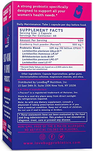 Lovebug Yeast + Vaginal pH Support | Clinically Studied Ingredients for Yeast & UTIs lovebug PROBIOTICS uk supplements