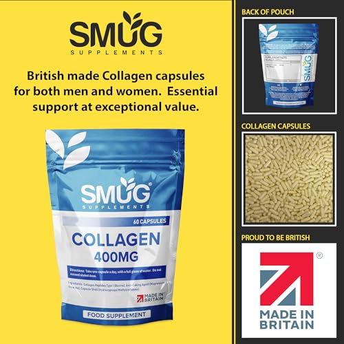 SMUG Supplements Collagen Capsules - 60 High Strength 400mg Pills - Promotes Healthy Skin SMUG Supplements uk supplements