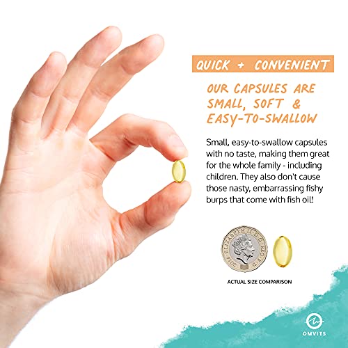 Omvits Vegan Omega 3 DHA from Algae Oil 1000mg - 60 Softgel Capsules with Vitamin E Omvits uk supplements