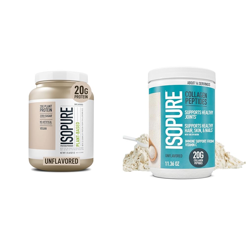 Bundle of Isopure Unflavored Organic Vegan Pea Protein Powder, Dairy Free with Amino Isopure uk supplements