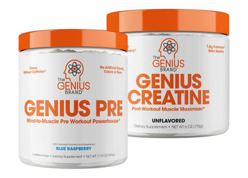 Genius Pre Workout Powder, Blue Razz, and Genius Micronized Creatine Monohydrate The Genius Brand uk supplements