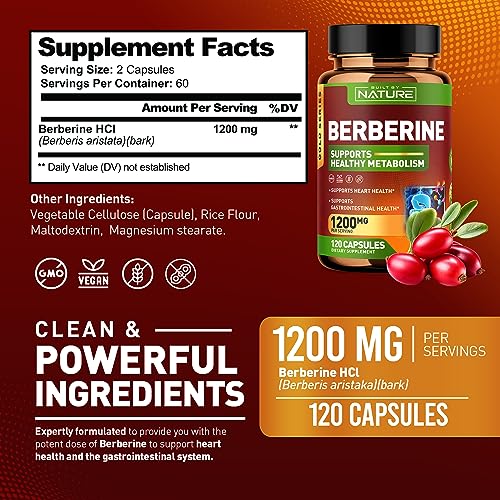 Berberine 1200mg - 100% Pure Berberine HCl Supplement, High Strength Berberine Built by Nature uk supplements