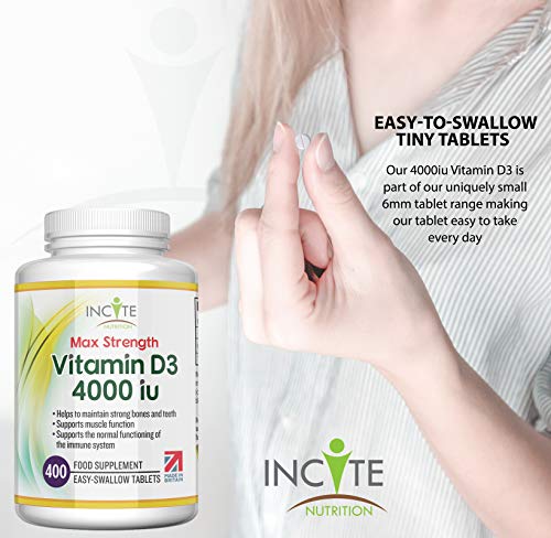 Vitamin D3 4000 iu - Vitamin D Tablets - 1 Year Supply Tablets - Vegetarian - Vitamin D Incite Nutrition uk supplements