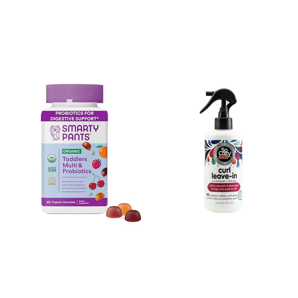 SmartyPants Organic Toddler Multivitamin Gummies & So Cozy Leave in Conditioner for Kids' Curly Hair, 60 Count SmartyPants uk supplements
