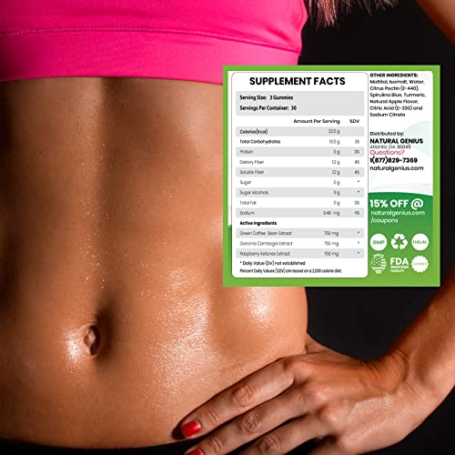Fat Burning Gummies Pure Extract Garcinia Cambogia, Green Coffee, Raspberry Ketones NATURALGENIUS uk supplements