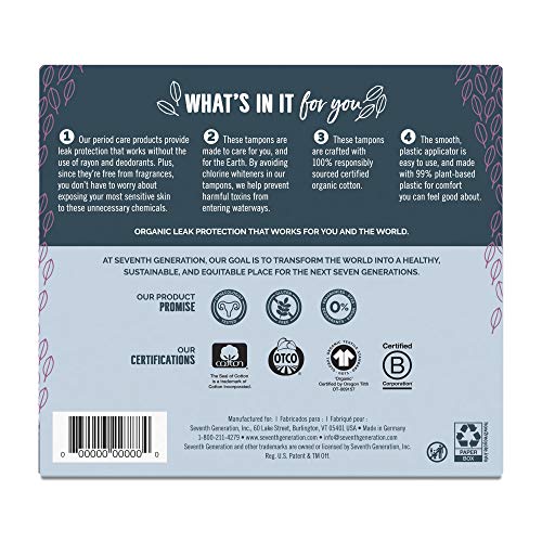 SEVENTH GENERATION Free & Clear Super Tampons with Applicator, 18 CT Seventh Generation uk supplements
