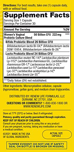 Renew Life Women's Probiotic Capsules, 50 Billion CFU Guaranteed, Supports pH Balance Renew Life uk supplements