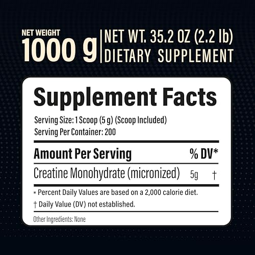 METALIFE 100% Pure Creatine Monohydrate Powder, Canada-Made, 1000 g (200 Servings) Micronized Powder, Muscle Growth, Unflavored, Ideal for Athletes & Fitness Enthusiasts, Third party lab tested, Vegan METALIFE uk supplements