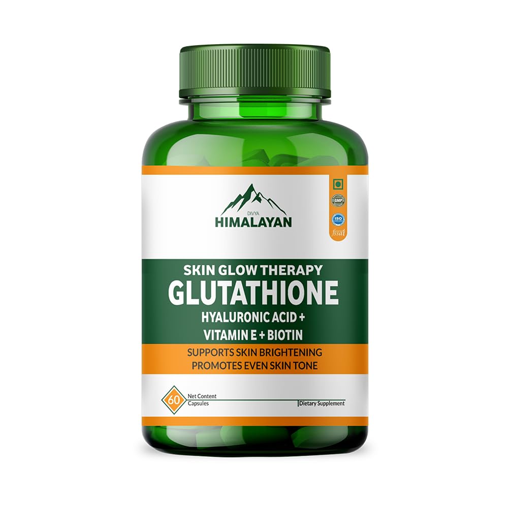 Divyhimalayan L-Glutathione 1000mg - 98% Pure Reduced Form with Vitamin C & ALA for Radiant Skin, Antioxidant & Immune Support - 60 Capsules Divya Himalayan uk supplements