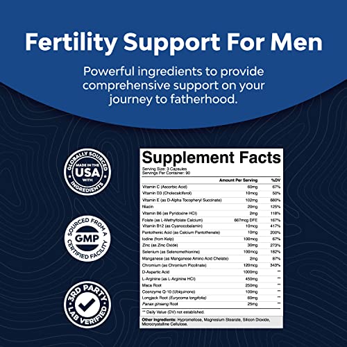 Prenatal Multivitamin Male Fertility Supplement - Mens Fertility Supplement with L-Arginine D-Aspartic Acid and Maca Root Prenatal Vitamins for Enhanced Motility Volume Potency and Fertility Support Natures Craft uk supplements