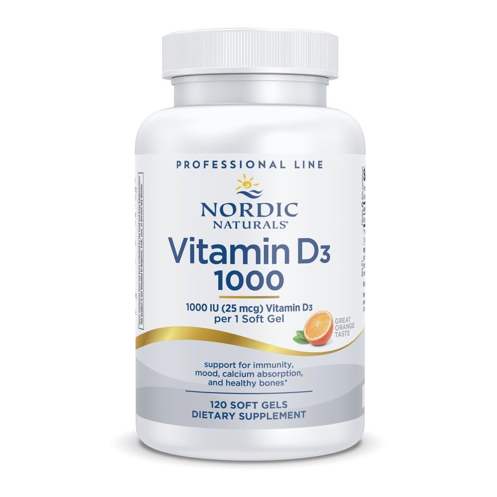Nordic Naturals Pro Vitamin D3 1000, Orange - 120 Mini Soft Gels - 1000 IU Vitamin D3 - Supports Healthy Bones, Mood & Immune System Function - Non-GMO - 120 Servings Nordic Naturals uk supplements