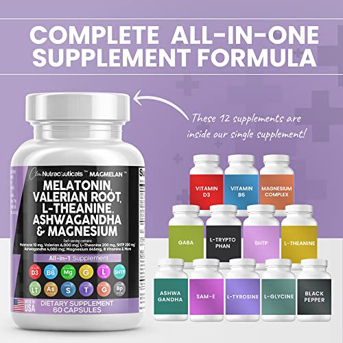Melatonin 10mg Valerian Root 6000mg L Theanine 200mg Ashwagandha Clean Nutraceuticals uk supplements