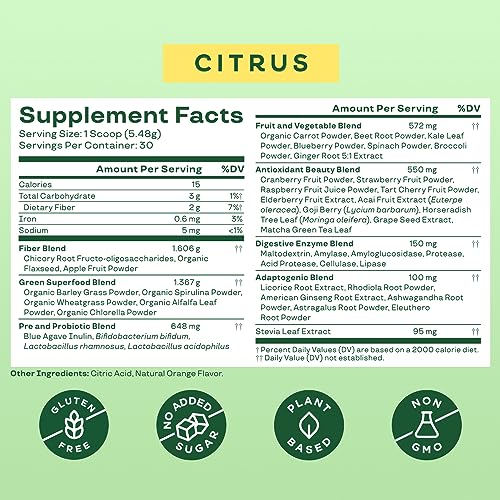 Bloom Nutrition Super Greens Powder Smoothie & Juice Mix (Citrus) Bloom Nutrition uk supplements