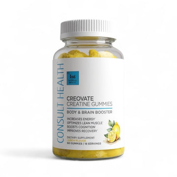 Consult Health CREOVATE CREATINE MONOHYDRATE Gummies 5g Dose for Men & Women to Support Muscle, Strength, Recovery, Cognitive Health & Memory, Zero Sugar, Gluten Free, Natural Lemon, 90 Count Consult Health uk supplements