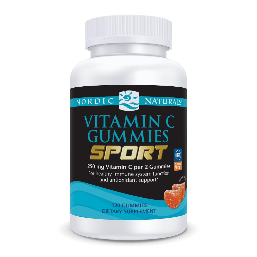 Nordic Naturals Vitamin C Gummies Sport, Tart Tangerine - 120 Gummies - 250 mg Vitamin C - Antioxidant Protection - NSF Certified - Non-GMO, Vegan - 60 Servings Nordic Naturals uk supplements