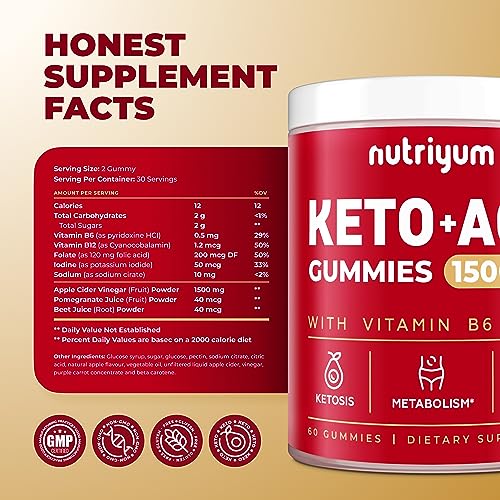 nutriyum Keto ACV Gummies 1500 mg - Apple Cider Vinegar Gummies with B6 & B12 nutriyum uk supplements