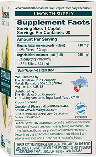 Himalaya Organic Bitter Melon for Glucose Metabolism, 660 mg, 60 Caplets, 1 Month Supply Himalaya uk supplements