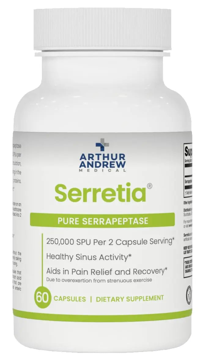 Arthur Andrew Medical, Serretia, Serrapeptase Formula for Muscle and Sinus Support, 60 Capsules Arthur Andrew Medical uk supplements