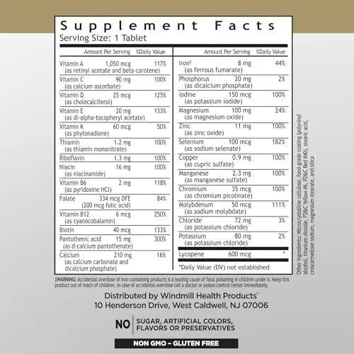Windmill Natural Vitamins Men’s Multi 50+, with Vitamin D3, Mens Multivitamins for Daily Nutritional Support, Multivitamin for Men, 180 Tablet, 180 Day Supply Windmill uk supplements