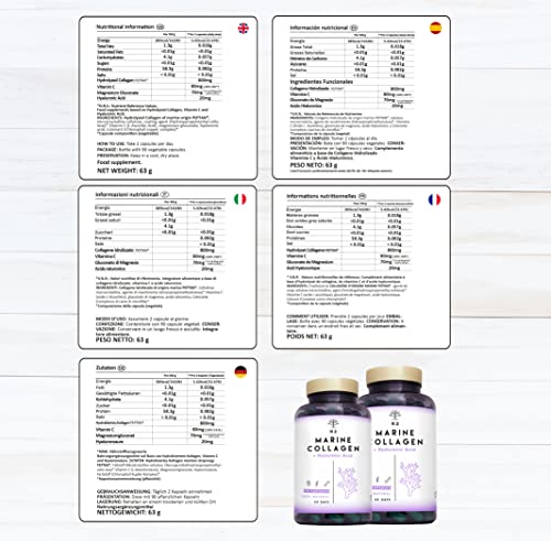 Marine Collagen with Hyaluronic Acid for Skin Care, Hair Care, Joints. Magnesium, Vitamin C. Hydrolysed Collagen Supplements N2 Natural Nutrition uk supplements