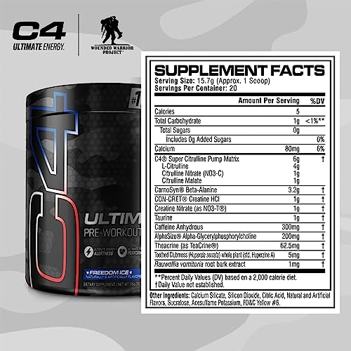 C4 Ultimate x Wounded Warrior Project Pre Workout Powder Freedom Ice - Sugar Free Cellucor uk supplements
