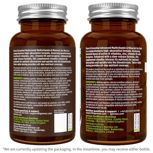 Igennus Methylated Men's Multivitamin with 22 Actives, All-Day Nutrient Delivery, Pure & Clean, Methylfolate & Methylcobalamin Igennus Healthcare Nutrition uk supplements