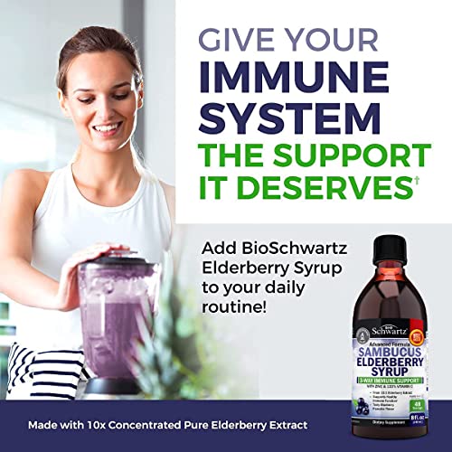 Elderberry Syrup for Kids and Adults - Natural Immune Support with Zinc and Vitamin C BioSchwartz uk supplements