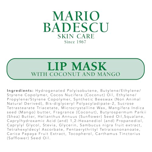Mario Badescu Lip Mask with Coconut and Mango for All Skin Types, Overnight Lip Treatment Enriched With Skin Softening Coconut Oil, Sunflower Seed Oil and Hydrating Shea Butter, 0.5 Ounces Mario Badescu uk supplements