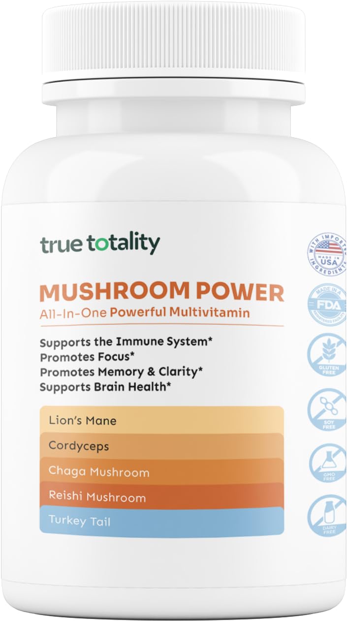 Mushroom Complex Capsules with Lion’s Mane, Reishi, Cordyceps, Chaga & Turkey Tail – True Totality Mushroom Power – Immune, Energy & Focus Support – 90 Vegan Capsules True Totality uk supplements