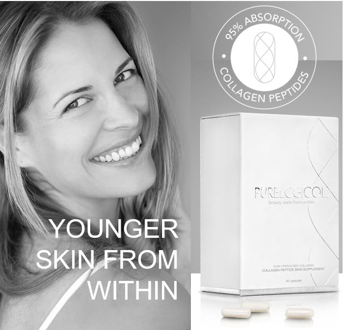 Collagen Tablets, Best Hydrolysed Protein Peptide Skin Supplement - 90 x Collagen Capsules x 800mg Purelogicol uk supplements