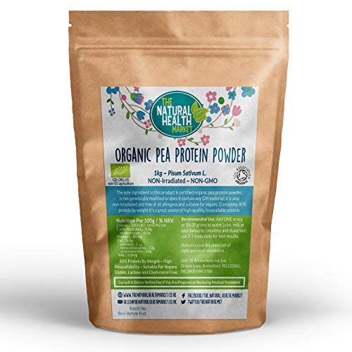 Organic Pea Protein Powder 1kg by The Natural Health Market • 80% Vegan Protein The Natural Health Market uk supplements