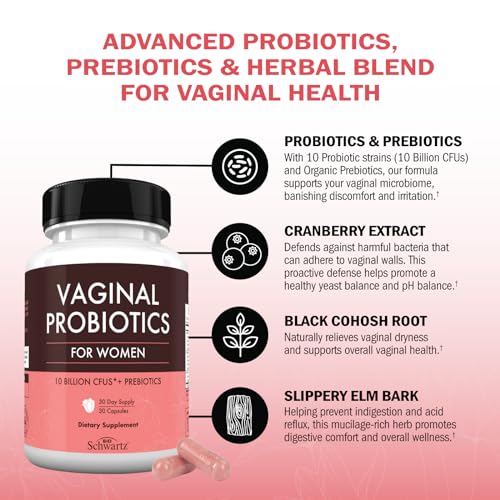 16in1 Vaginal Probiotics for Women (10 Powerful Strains + Organic Prebiotics) BioSchwartz uk supplements
