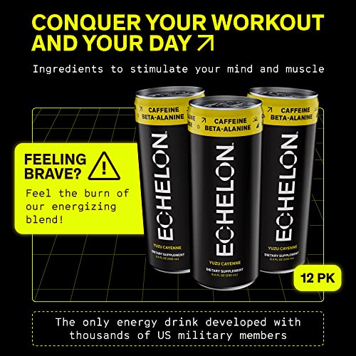 Echelon Pre-Workout Energy Drink - 12-Pack, Yuzu Cayenne - Peak Performance Echelon uk supplements