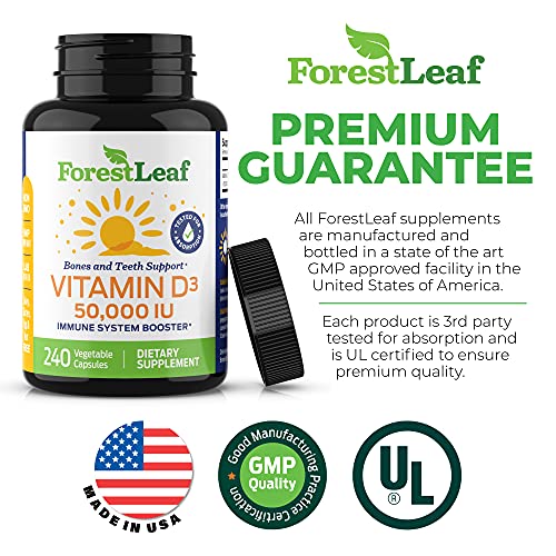 ForestLeaf - Vitamin D3 IU Weekly Supplement (50,000 IU - 240 Count) ForestLeaf uk supplements