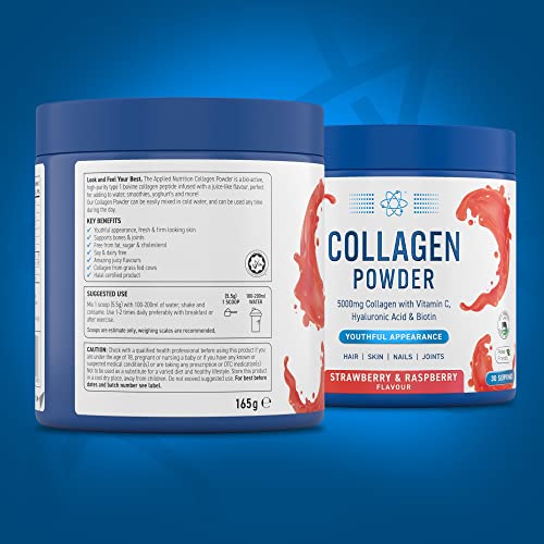 Applied Nutrition Collagen Powder - Strawberry & Raspberry Flavour - 5000mg Hydrolysed Bovine Flavoured Collagen Applied Nutrition uk supplements