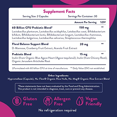 Probiotics for Women | Easy to Swallow Tiny Capsule | with Prebiotics, 60 Billion CFUs Waylo uk supplements