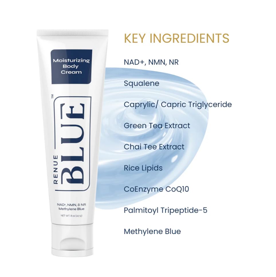 Renue Blue Methylene Blue Moisturizing Body Cream – Liposomal NAD+ Complex with Antioxidants, Peptides, and Botanical Extracts for Hydrated, Healthier‑Looking Skin Renue By Science uk supplements