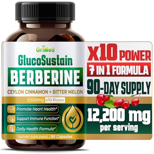 GriMed Berberine Supplement 9,500mg with Ceylon Cinnamon Bitter Melon Supports Healthy GriMed uk supplements